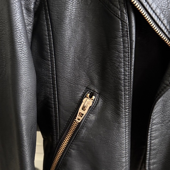 Blank NYC Black Faux Leather Jacket with Gold Accents - Picture 4 of 4